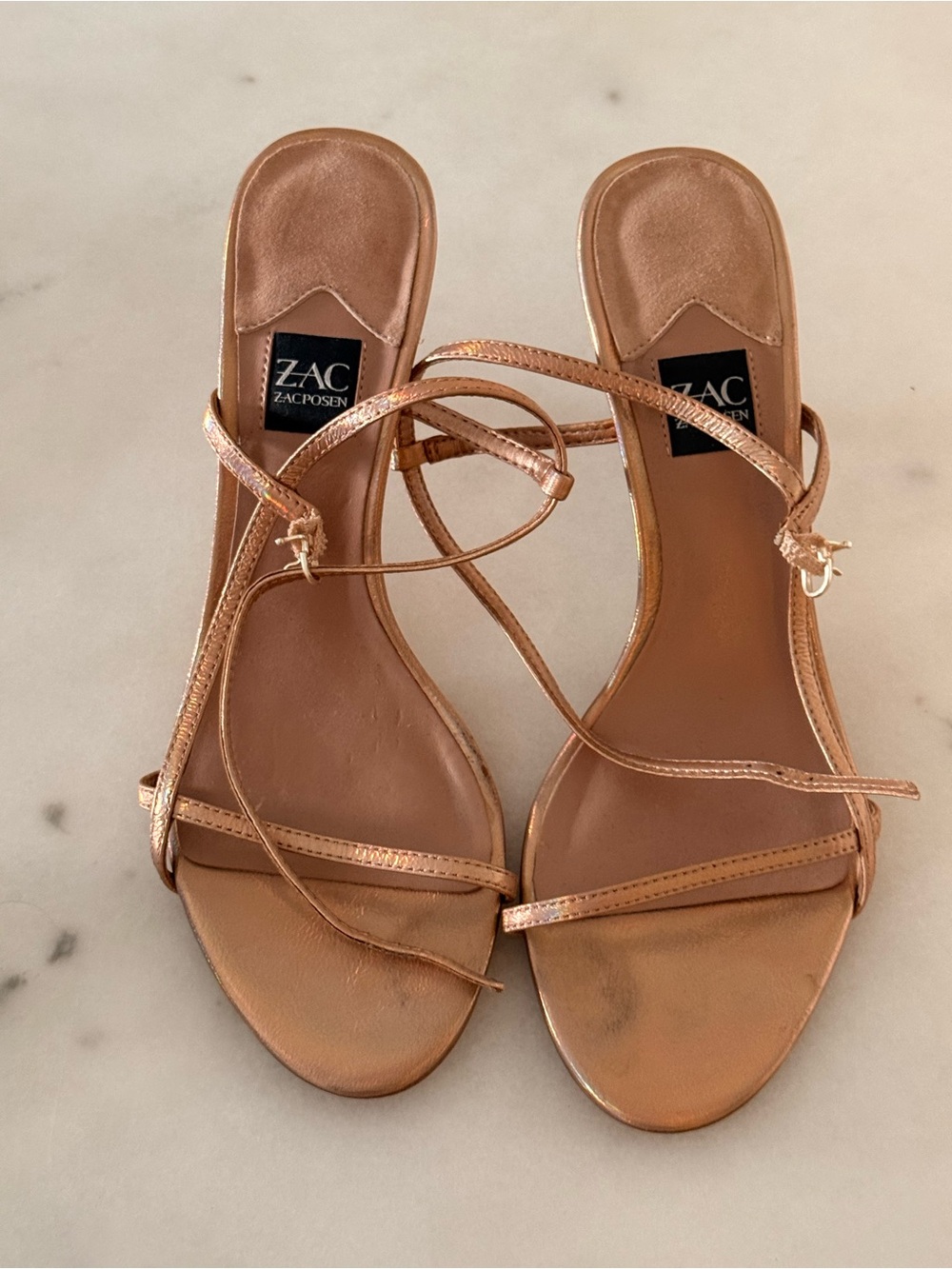 ZAC Zac Posen Rose Gold Strappy Heeled Sandals